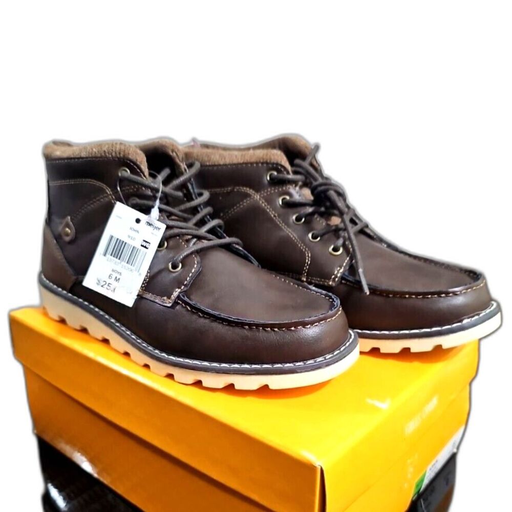 Boys Falls Creek JOHN Brown Fashion Dress Ankle Boots Size 6 Medium chukka NIB